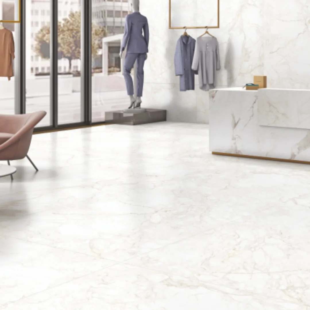 Creanza KJ - Nura White, marble-look wall tile for bathroom